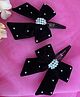 Ribbon candy Set Of 2 Pearl Embellished  Velvet Bow Tic Tac Hair Clips - Black