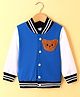Kookie Kids Knit Full Sleeves  Bomber Jacket with 3D Bear Applique - Royal Blue