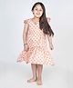 MR BRAT Muslin Bird Printed Knee Length Tiered Dress - Light Pink