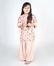 MR.BRAT Three Fourth Sleeves Muslin Floral Printed Kurta Sharara Set with Dupatta - Pink