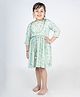 MR BRAT Muslin Gathered Dress Floral Print - Sea Green