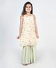 MR.BRAT Singlet Sleeves Muslin Floral Printed Kurta Sharara Set - Green