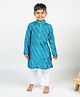 MR.BRAT Full Sleeves Muslin Floral Printed Kurta Pyjama Set - Blue