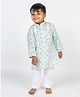 MR.BRAT Full Sleeves Muslin Floral Printed Kurta Pyjama Set - Blue