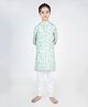 MR.BRAT Full Sleeves Muslin Floral Printed Kurta Pyjama Set - Sea Green