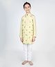 MR.BRAT Full Sleeves Muslin Floral Printed Kurta Pyjama Set - Lime Green