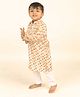 MR.BRAT Full Sleeves Muslin Floral Printed Kurta Pyjama Set - Cream