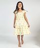 MR.BRAT Half Sleeves Muslin Buta Printed Tiered Ethnic Dress - Yellow