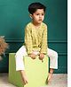 Polka Tots 100% Super Soft Cotton Full Sleeved Elephant Print Front Open Angrakha Kedia Pant Set - Green