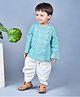 Polka Tots Cotton Full Sleeves Angrakha With Dhoti Geometric Print Set - Blue & White