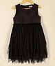 KIDSDEW Sleeveless Glitter Net Fit And Flare Party Dress With Cotton Lining - Black
