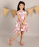 KIDSDEW Cap Sleeves Cotton Lining Floral Printed Fit & Flare Dress - White