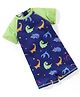 Babyhug Raglan Half Sleeves Dino Printed Thigh Legged Swimsuit  - Navy Blue