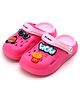Svaar Wow & Sunglassess Theme Patch Appliqued Detail Back Strap Clogs - Fuchsia Pink
