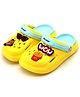 Svaar Wow & Sunglassess Theme Patch Appliqued Detail Back Strap Clogs - Yellow & Sea Blue