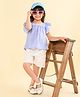 Lilpicks Couture Half Sleeves Cotton Striped Top & Shorts Set - Blue & White