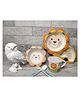 COMERCIO Bamboo Fiber Cartoon Shape Lion Design Dinner Set Of 5 Pieces - Multicolor