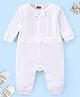 Babyhug 100% Cotton Knit Full Sleeves Baptism Romper with Bow - White