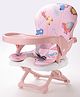 2 in 1 Portable Toddler Animal Print Booster Chair with Removable Tray & Seat Pad - Pink| Foldable Legs| Safety Harness