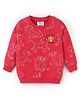 Babyhug Cotton Knit Full Sleeves Sweatshirt with Lion King HD Pint Detailing - Red