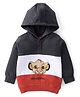 Babyhug Cotton Knit Full Sleeves Cut & Sew with Lion King Graphics Hooded Sweatshirt - White & Grey Melange