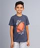 Zion Half Sleeves Rugby Graphic Printed Crew Neck T Shirt - Navy Blue