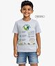 Zion Boys Half Sleeves  Crew Neck T Shirt Dino Print - White