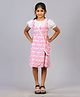 Zion Girls Half Puffed Sleeves Unicorn Printed Fit And Flare Dress With Pleated Bodice & Purse -Multi Colour