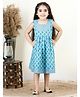 Kinder Kids Sleeveles Floral Motif Printed Fit & Flare Gota Embellished Lace Dress - Blue
