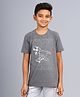 Zion Half Sleeves  Crew Neck Tshirt In Dino Print - Grey