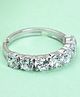 CLARA 925 Silver Swiss Zircon Rhodium Plated 7 stone Eternity Finger Ring with Adjustable Band - 2.4 g