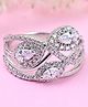 CLARA 925 Silver Swiss Zircon Rhodium Plated Cocktail Finger Ring with Adjustable Band Gift for Women & Girls - 3.8 g