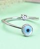 CLARA 925 Silver Swiss Zircon Rhodium Plated Evil Eye Finger Ring with Adjustable Band Gift for Women & Girls - 1.7 g