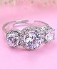 CLARA 925 Silver Swiss Zircon Rhodium Plated Solitaire Wedding Finger Ring With Adjustable Band Gift For Women & Girls - Silver