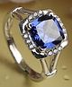 CLARA 925 Silver Rhodium Plated Swiss Zirconia Royal Blue Cushion Ring with Adjustable Band Gift - 3.1 g
