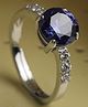 CLARA 925 Silver Rhodium Plated Swiss Zirconia Royal Blue Eye Ring with Adjustable Band Gift - 2.3 g
