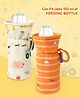 Mi Arcus Stripes & Printed Bottle Covers, Elasticated Neck, Pack of 2 - Orange & Cream, Fits up to 150 ml