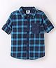 TONYBOY Full Sleeves Tartan Checked Printed Shirt - Blue