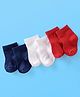 Doodle Poodle Cotton Knit Ankle Length Solid Socks Pack of 3 - White Navy Blue & Red