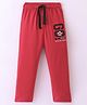 LAZY BONES Full Length Sinker Lounge Pant Text Print - Red