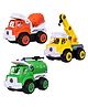 BitFeex DIY-Fire Truck  Mixer Truck Power Crane  Friction Powered Truck Exclusive DIY Vehicle Toy Pack of 3 - Multicolour