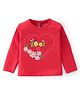 Babyhug Cotton Knit Full Sleeves T-Shirt with Floral Print - Red