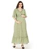 Mom for sure by Ketki Dalal Half sleeves Maternity Cum Nursing Green Frill Maxi Dress - Green