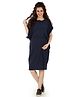 Mom for sure by Ketki Dalal 100% Cotton  Half Sleeves Ruffled Hem Detailed Self Designed  Maternity Cum Nursing Dress  - Navy Blue
