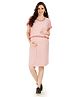 Mom for sure by Ketki Dalal 100% Cotton  Half Sleeves Ruffled Hem Detailed Self Designed  Maternity Cum Nursing Dress  - Pink