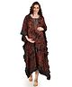 Mom for sure by Ketki Dalal Three Fourth Batwing Sleeves Abstract Crumple Tie & Dye Maternity & Nursing Kaftan Dress - Brown