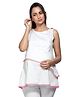 Mom for sure by Ketki Dalal 100% Pure Cotton Satin Sleeveless Lace Embellished Layered Maternity Top With Concealed Zipper Nursing Access - Pink & White