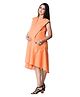 Mom for sure by Ketki Dalal Sleeveless  Solid Maternity And  Nursing Dress - Peach