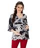 Mom for sure by Ketki Dalal Three Fourth Sleeves Maternity Cum Nursing Tie Dye Top - Black White