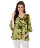 Mom for sure by Ketki Dalal Three Fourth SleevesMaternity & Nursing Tie Dye Top - Olive Green